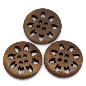 Boutons en bois motif flocon de neige fleurs creuses 25 mm.  Album de couture à tricoter et autres projets créatifs