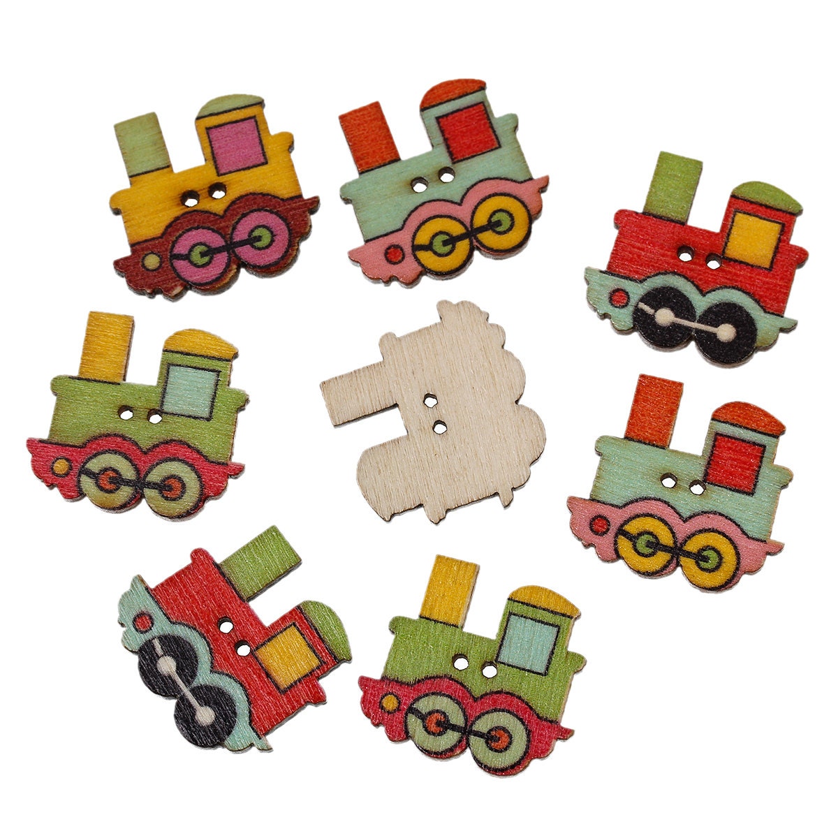 Wooden Train Design Sewing Buttons on a White Background. 25 X 22mm ...