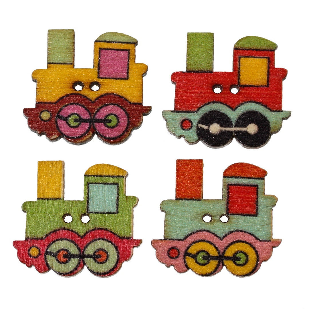 Wooden Train Design Sewing Buttons on a White Background. 25 X 22mm ...