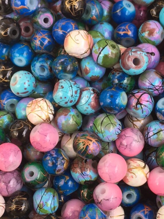 bracelets necklace 8mm Hole size 4mm Ideal for jewellery making The Bead and Button Box 100 Acrylic Multi coloured Drawbench Beads and other crafts