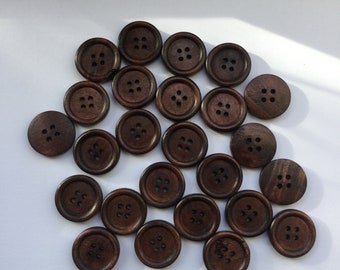 10 Dark Coffee Wooden Sewing Craft Buttons. 20mm .. Ideal for sewing, knitting, crochet, Button Art, Scrapbook, Mixed Media projects craft
