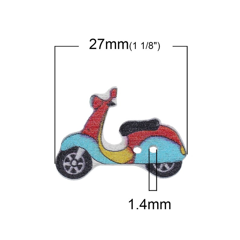 Mixed Colour Wooden Scooter Motor Cycle Design Buttons. Etsy