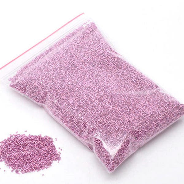 25g Glass Pink Colour Microbeads.  0.7mm. Great for nail art, card making, pottery and numerous other crafts.