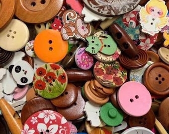 50g Random Assorted Mixed Buttons all shapes and sizes.