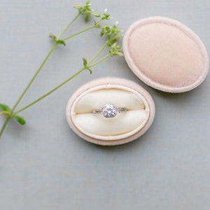 Ring Box Oval Box in Champagne Velvet For Weddings, Engagements, Popping The Question, Heirloom Storage, Gift Giving image 2