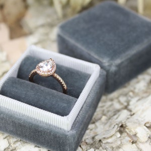 Velvet Ring Box, Charcoal Ring Box, Wedding Gift, Wedding Ring Box, Ring Storage, Gray Ring Box, Ring Bearer Box, Proposal Ring Box