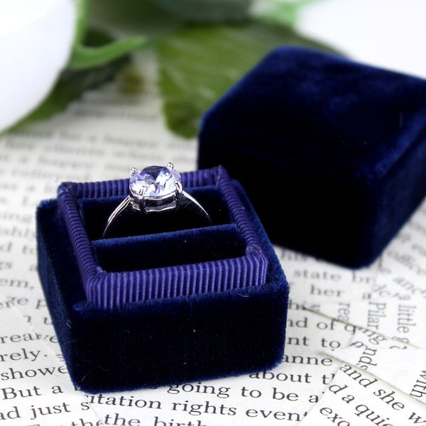 Engagement Ring Box, Navy Ring Box, Blue Ring Box, Proposal Ring Box, Velvet Ring Box, Ring Box, Originator Design Award