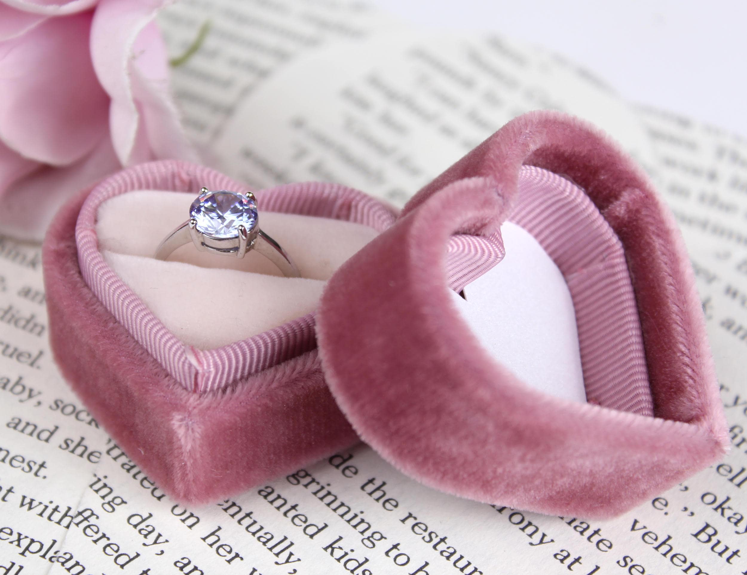 Heart Velvet Ring Box Weddings Ring Box Engagement Ring Box Etsy