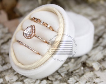 gift jewelry presentation box Three Ring Box, Oval Ring Box, Velvet Ring Box, Wedding Ring Box, Triple Ring Box, Wedding Ring Presentation Box, Stacker Ring Box