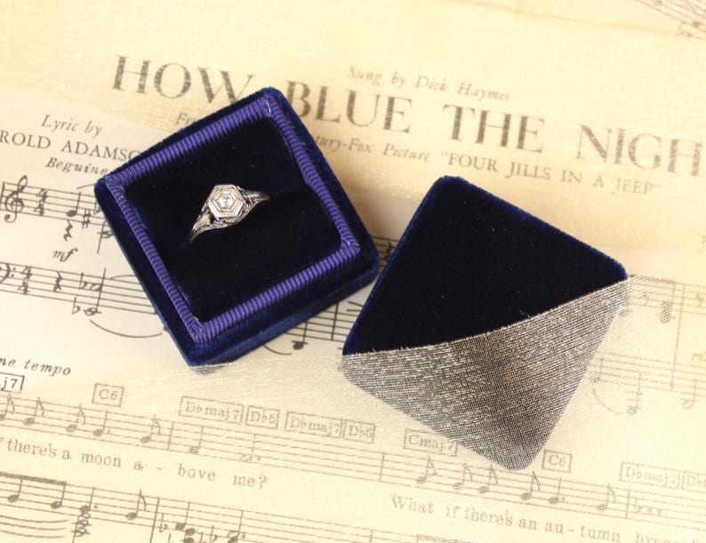 Handmade Ring Box Ring Box Blue Ring Box Wedding Ring Box Gift for the Bride Ring Bearer Box