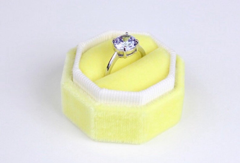 Yellow Velvet Ring Box Wedding Ring Box Engagement Ring Box Etsy