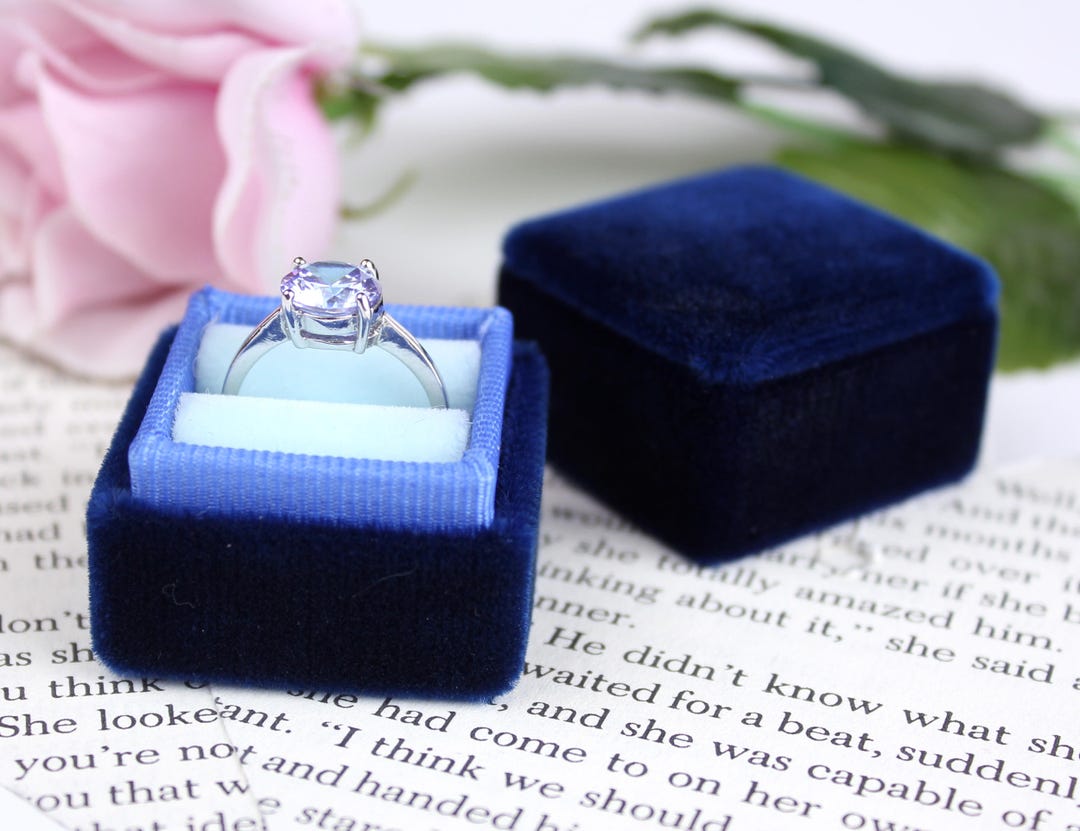 Blue Ring Box, Antique Ring Box, Wedding Ring Box, Handmade Ring Box