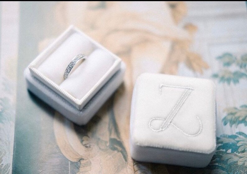 White Ring Box with Monogram by The Family Joolz