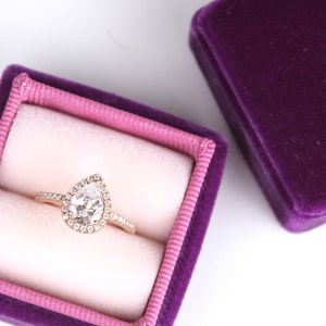 Wedding Ring Box, Proposal Ring Box, Vintage Ring Box, Engagement Ring Box Raspberry Ring Box,  Voted Most Innovative Design Award.
