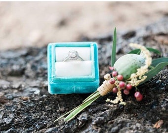 Ring Bearer Box, Ring Box, Engagement Ring Box, Handmade Ring Box, Turquoise Ring Box Color Combo Award Winner