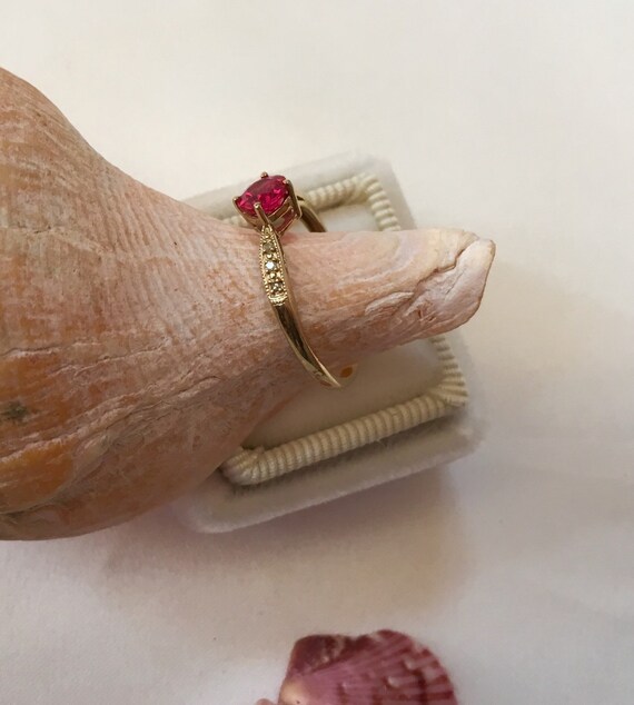 Ruby Ring Solitaire Brilliant Cut Bright Pink Gem… - image 4