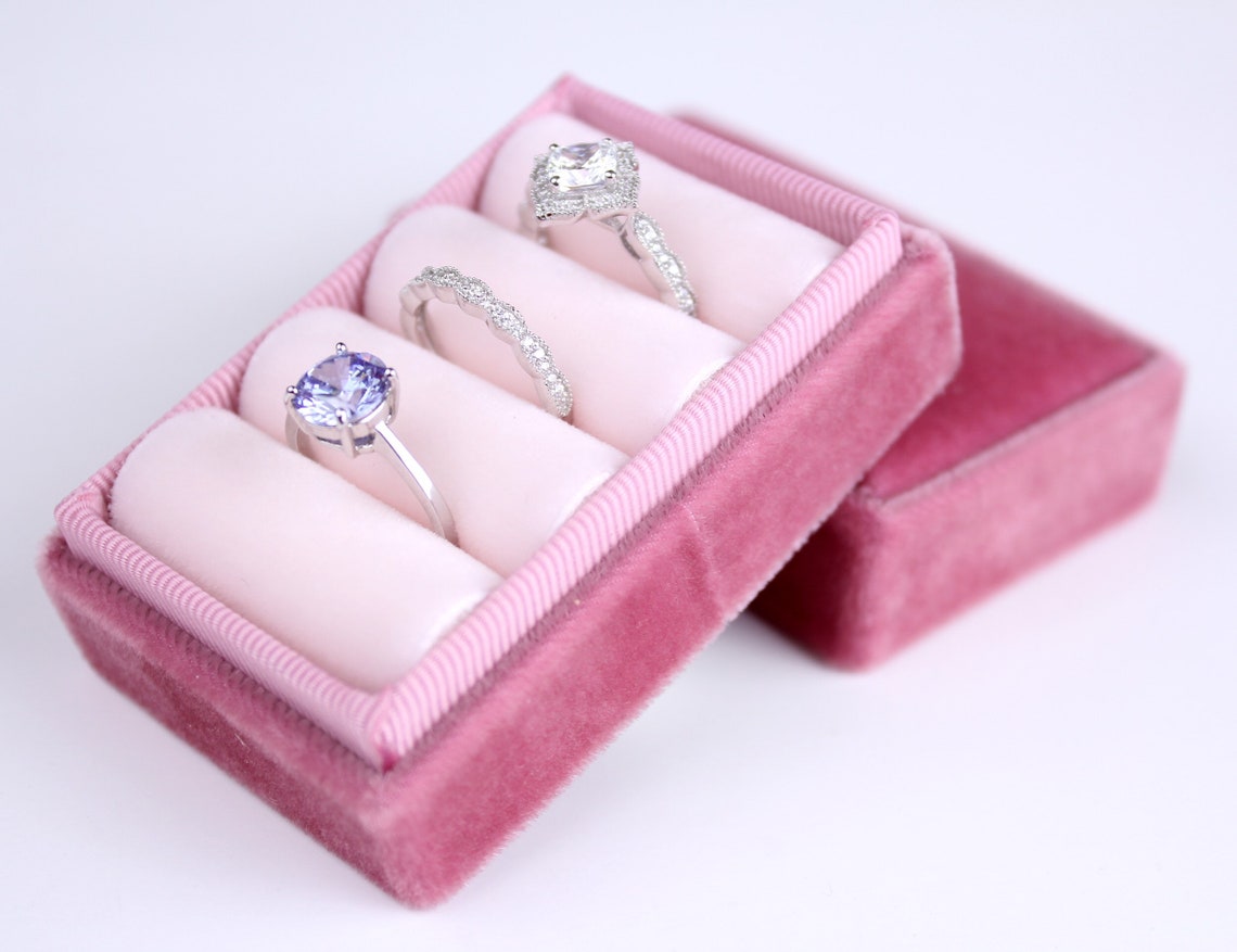 Ring Box Vintage Style Ring Box in Rose Velvet and Blush Etsy