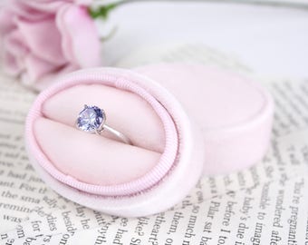 Blush Vintage Ring Box , Oval Ring Box, Velvet Ring Box, Handmade Ring Box, Proposal Ring Box, Pink Square Ring Box, Octagon Ring Box
