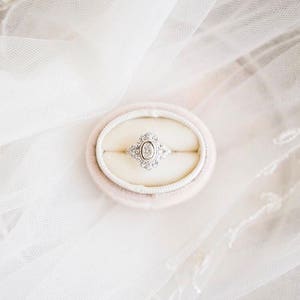 Ring Box Oval Box in Champagne Velvet For Weddings, Engagements, Popping The Question, Heirloom Storage, Gift Giving image 7