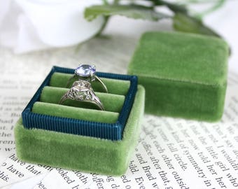 Wedding Ring Box, Antique Ring Box, Green Ring Box, Proposal Ring Box, Ring Bearer Box, Ring Box