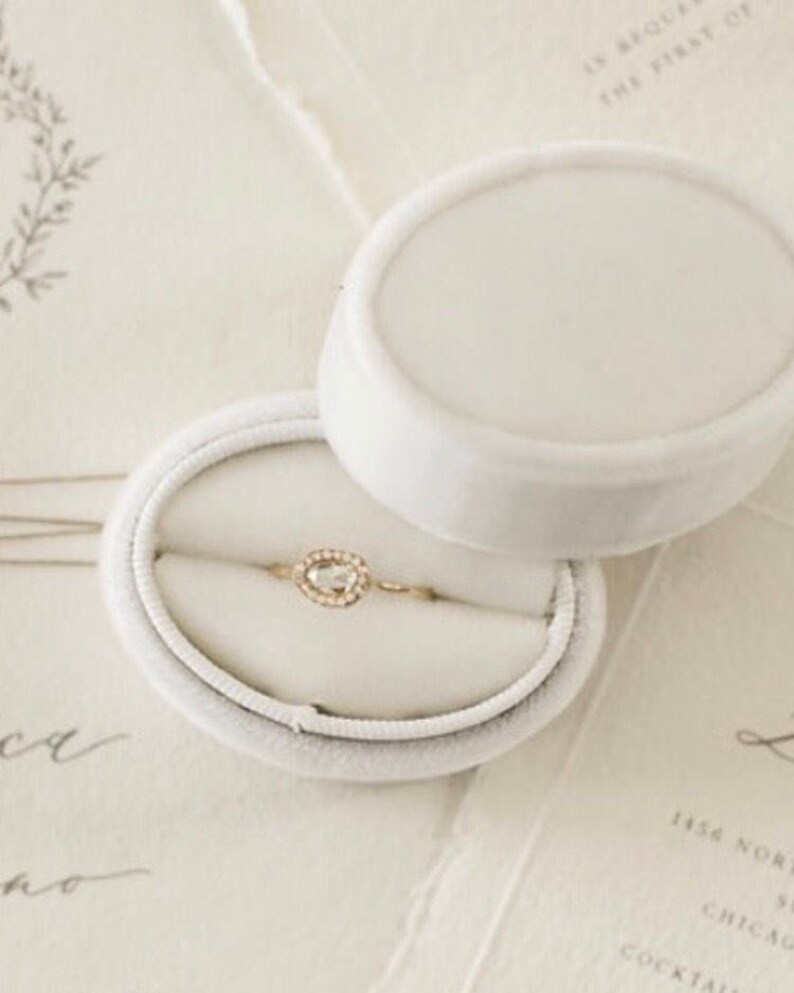 White Oval Proposal Ring Box by The Family Joolz