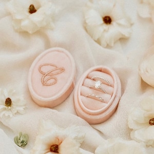 Three Ring Box, Stacker Ring Box, Pink Ring Box, Wedding Ring Box, Ring Bearer Box, Gift for the Bride