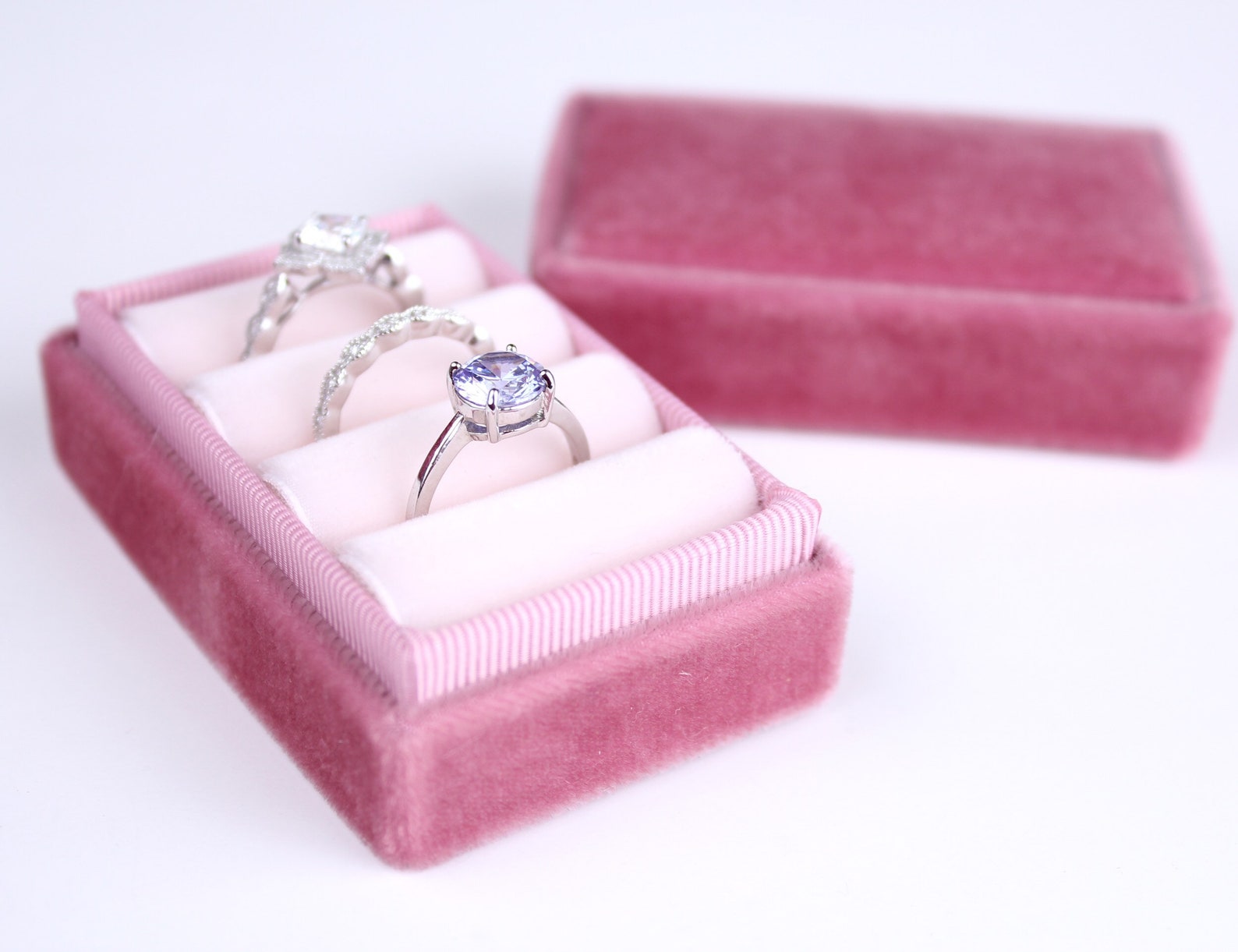 Ring Box Vintage Style Ring Box in Rose Velvet and Blush Etsy