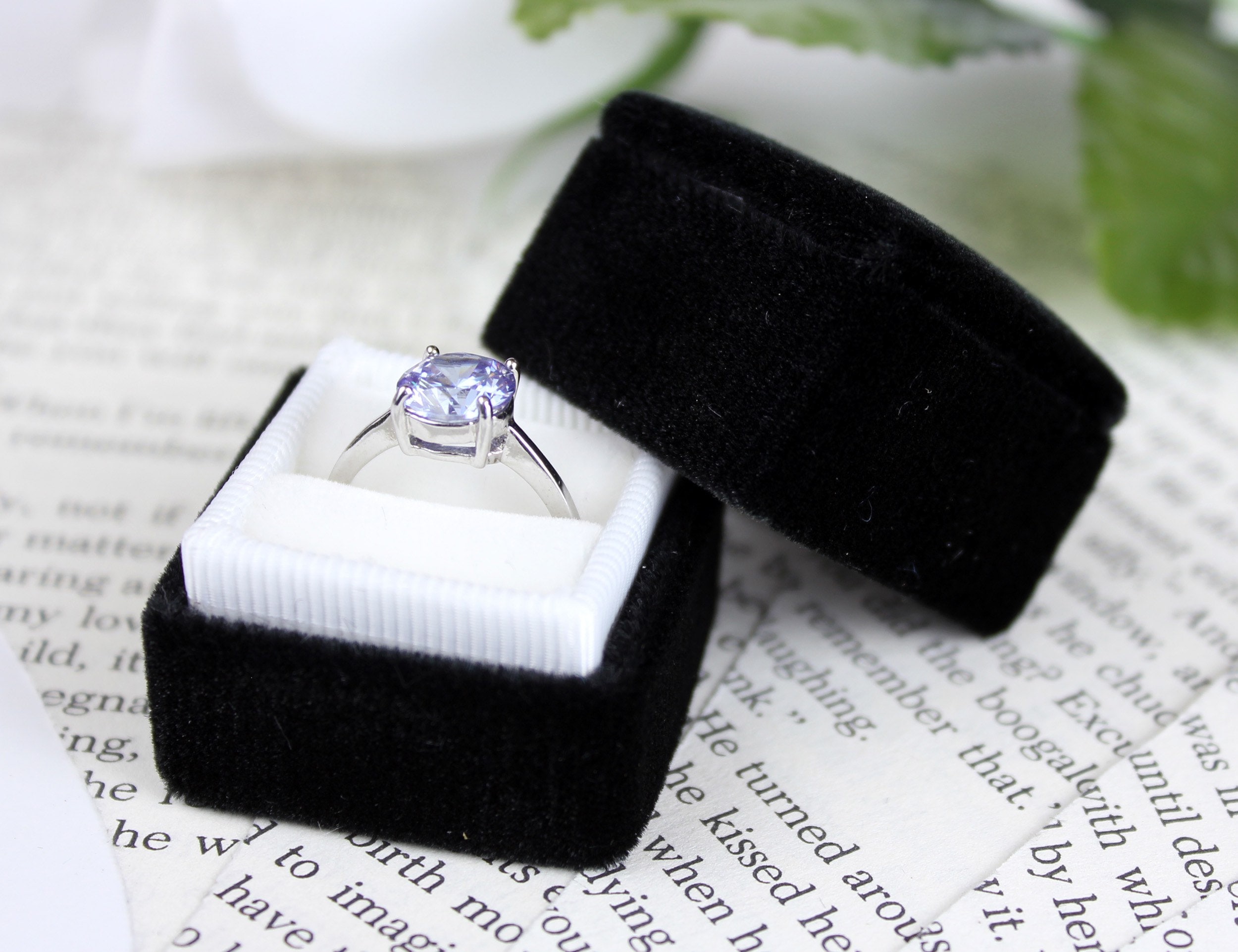 white velvet ring box