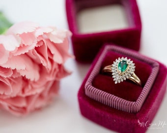 Handmade Velvet Ring Box, Vintage Style, Proposal Ring Box