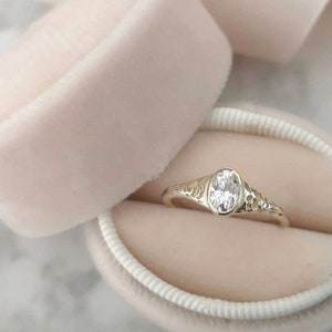 Ring Box Oval Box in Champagne Velvet For Weddings, Engagements, Popping The Question, Heirloom Storage, Gift Giving