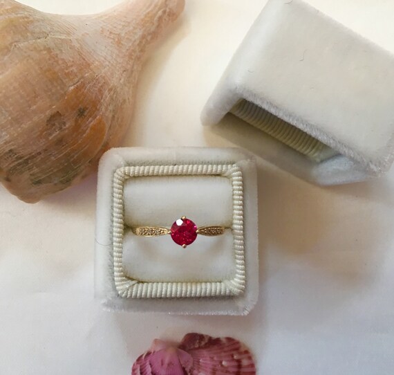 Ruby Ring Solitaire Brilliant Cut Bright Pink Gem… - image 2