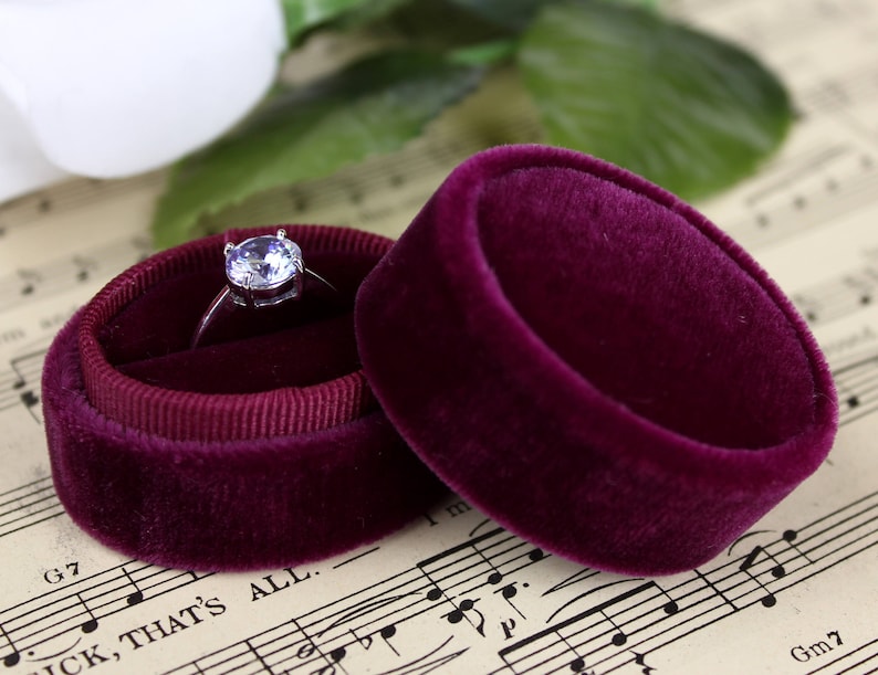 Burgundy Oval Ring Box Wedding Gift by The Family Joolz