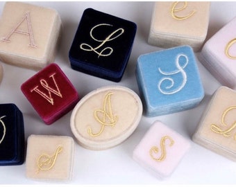 Monogram Your Ring Box With One Letter Pick from Various Colors and Fonts, Embroidered Monogram, Personalization