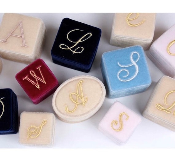 Monogram velvet ring box deals