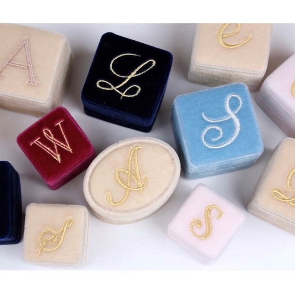 Monogram Your Ring Box With One Letter Pick from Various Colors and Fonts, Embroidered Monogram, Personalization