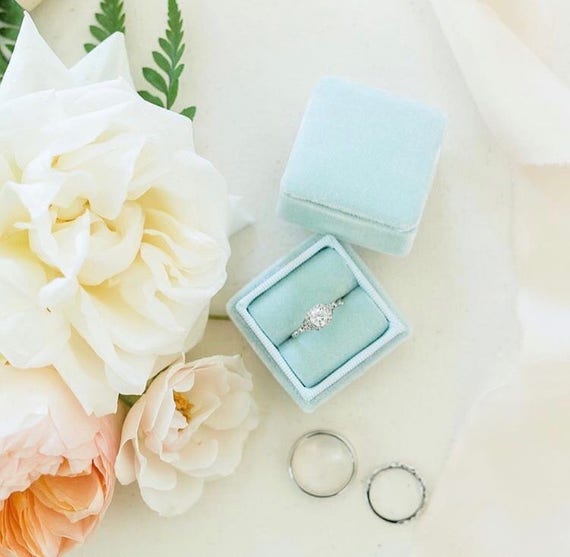 Ring Box, Blue Ring Box, Ring Bearer Box, Wedding Ring Box, Handmade Ring Box, Proposal Ring Box, Innovator Design Award Winner