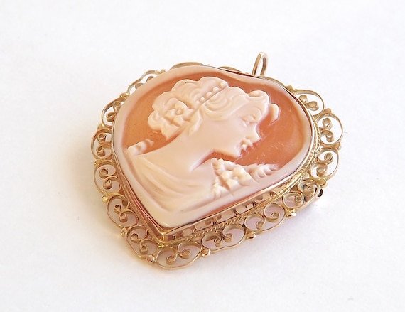 Cameo Brooch and/or Necklace Set in Rose Gold Wit… - image 1