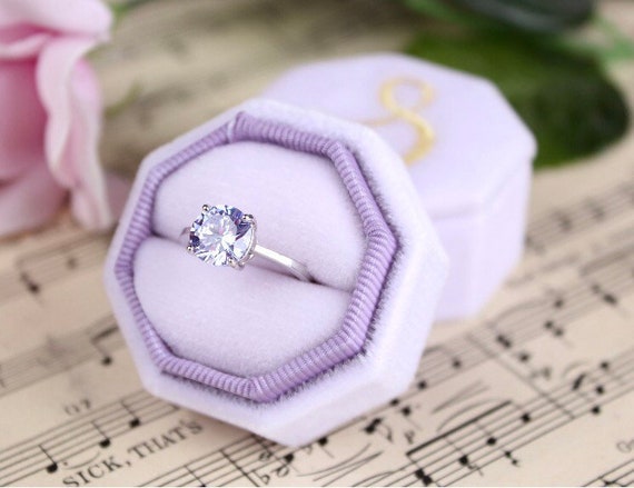 Octagon Ring Box Velvet Ring Box Wedding Ring Box 