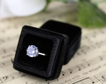 Vintage Style Black Velvet Ring Box, Wedding Presentation