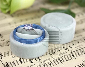 Handmade Velvet Ring Box, Silver & Blue, Wedding Ceremony