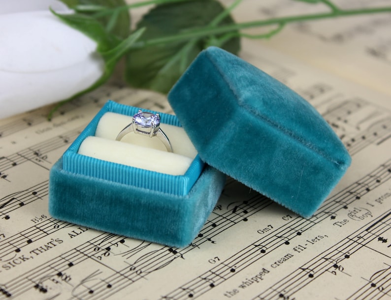 Aqua Engagement Ring Box by The Family Joolz