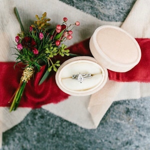 Ring Box Oval Box in Champagne Velvet For Weddings, Engagements, Popping The Question, Heirloom Storage, Gift Giving image 5