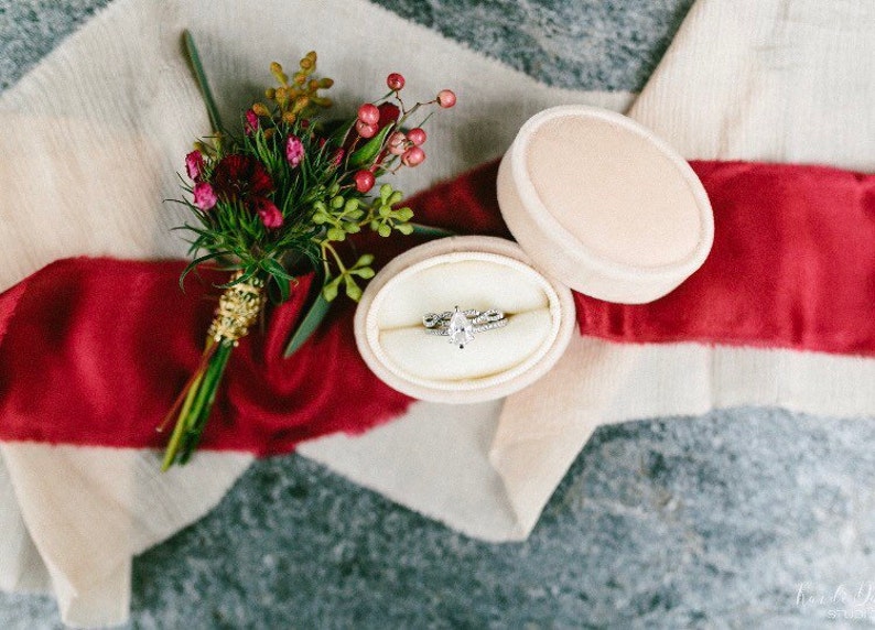 Ring Box Oval Box in Champagne Velvet For Weddings, Engagements, Popping The Question, Heirloom Storage, Gift Giving image 5