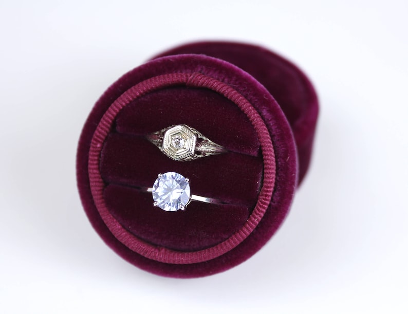 Burgundy Engagement Ring Box by The Family Joolz