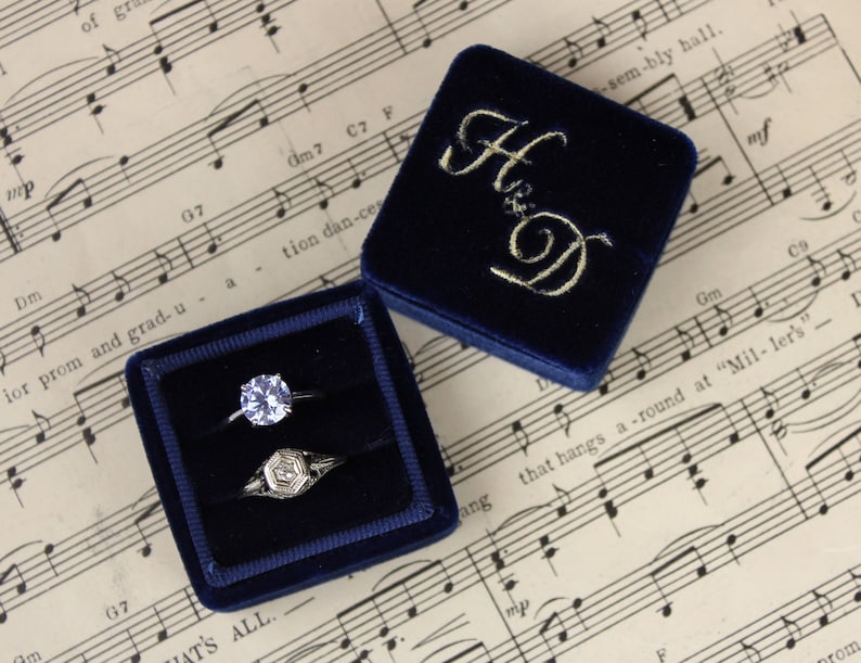 Handmade Ring Box Ring Box Blue Ring Box Wedding Ring Box Gift for the Bride Ring Bearer Box