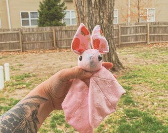 Strawberry bat plush handmade