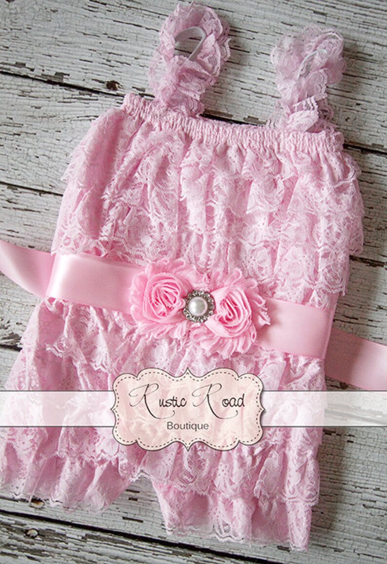 Pink Lace Romper with Sash Lace Romper Baby Girls 1st Etsy