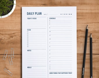 Daily Planning Pad // Time Box Daily Planner Notepad with To Do List, Daily Schedule, Notes, Gratitude Tracker - 6x9&quot; - School supplies