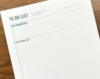 ToDo List Pad - Takenlijst Planner Kladblok met prioriteiten, taken en notities - 7x 10" - Schoolbenodigdheden, kantoorbenodigdheden, productiviteit