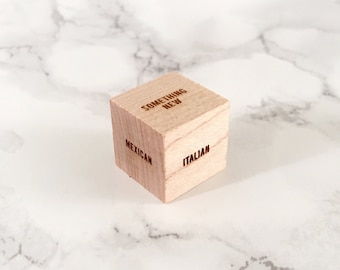 Take Out Die / Take Away Decision Die - Addition to Foodie Dice Seasonal Dinners Set - Small (.75 inch) wooden laser engraved die